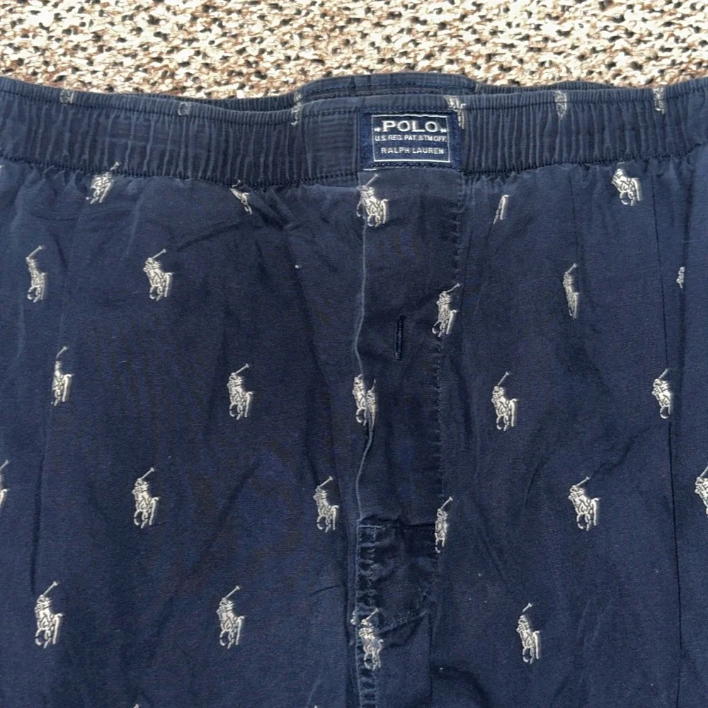 Polo Ralph Lauren Mens Navy Blue All Over Pony Print Pajama Sleep Pants Large